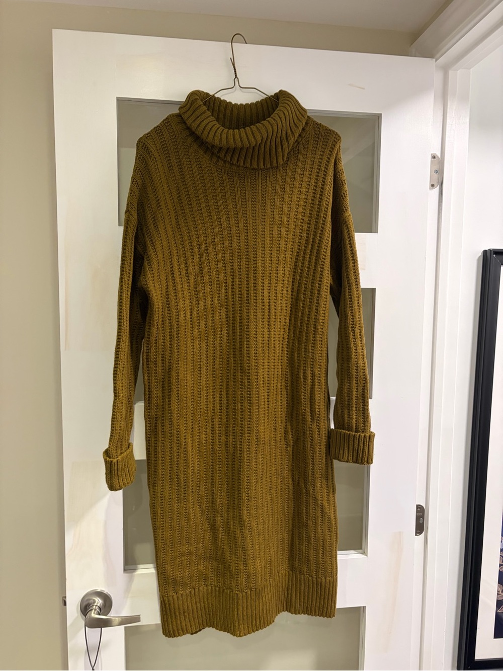 Banana Republic Ribbed Turtleneck Sweater Dress - Olive Brown